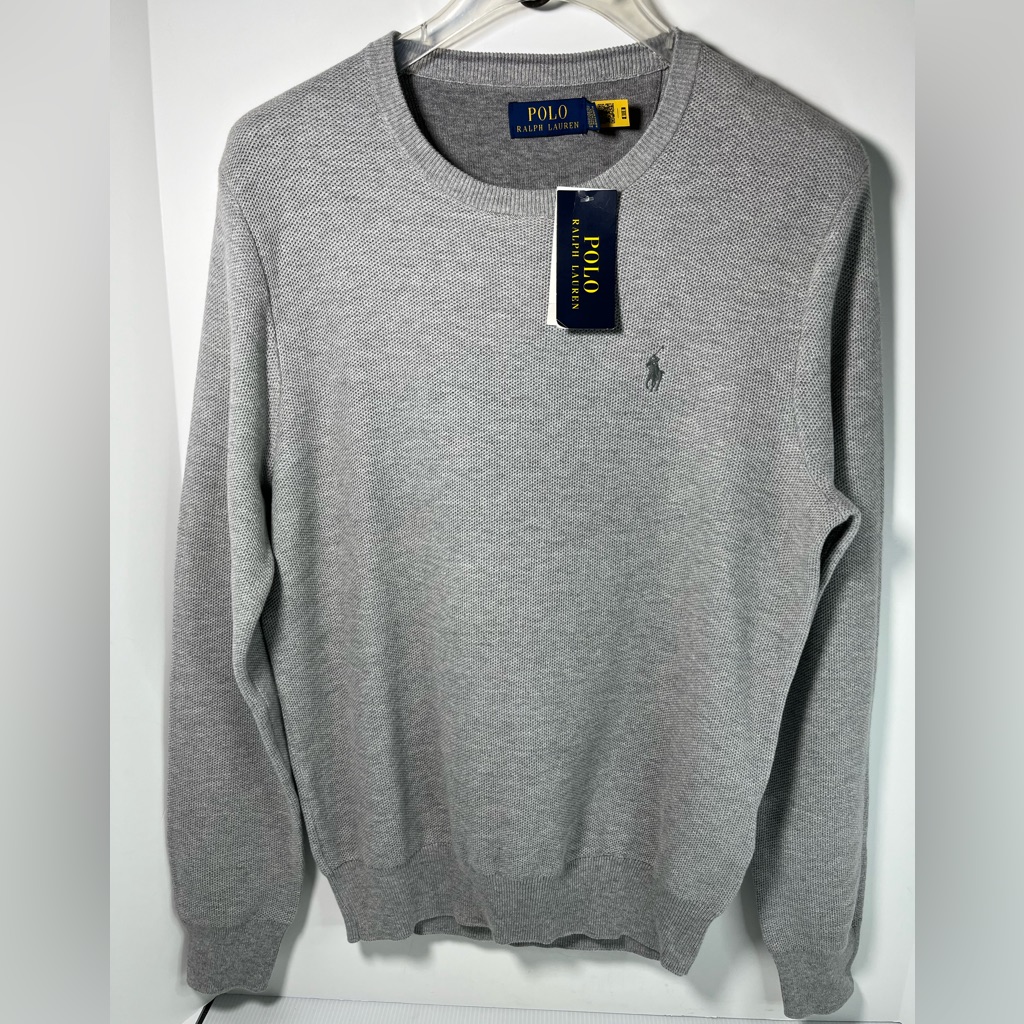 Polo Ralph Lauren 100% Cotton Textured Jersey Long Sleeve Crew Neck Sweater